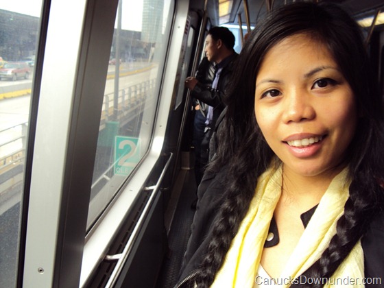 Donna in the O'Hare Airport Tram