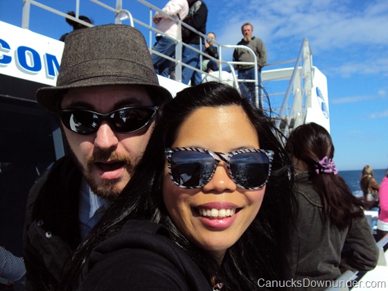 Jason and Donna on a boat for whale watching