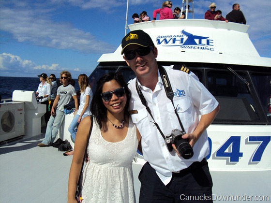 Donna and Oli on the deck of the MV Eye Spy